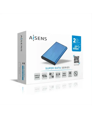 AISENS Caja Externa 2,5" ASE-2525BLU 9.5mm SATA a USB 3.0 USB3.1 Gen1, Azul