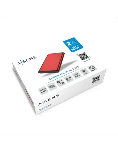 AISENS Caja Externa 2,5" ASE-2525RED 9.5mm SATA a USB 3.0 USB3.1 Gen1, Rojo
