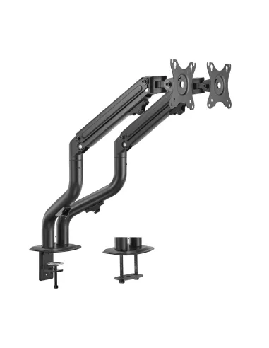 AISENS Soporte de Mesa ECO Contrapeso Giratorio e Inclinable para Monitor TV 8Kg (3 Pivotes, 2 Brazos) de 17-32, Negro