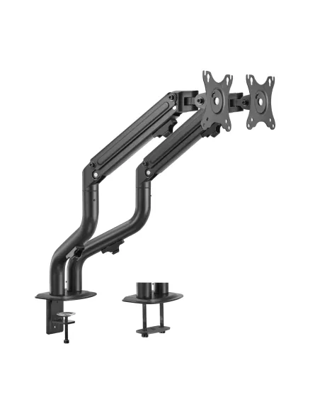 AISENS Soporte de Mesa ECO Contrapeso Giratorio e Inclinable para Monitor TV 8Kg (3 Pivotes, 2 Brazos) de 17-32, Negro