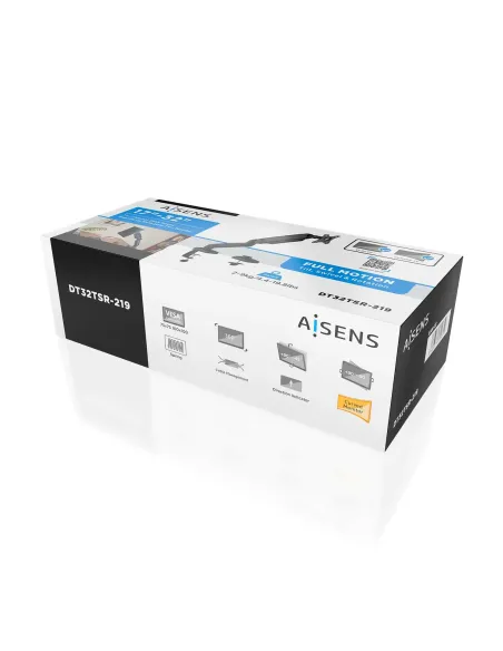 AISENS Soporte De Mesa Pro Contrapeso Giratorio E Inclinable Para Monitor TV 9kg (3 Pivotes, 1 Brazo) De 17-32, Negro