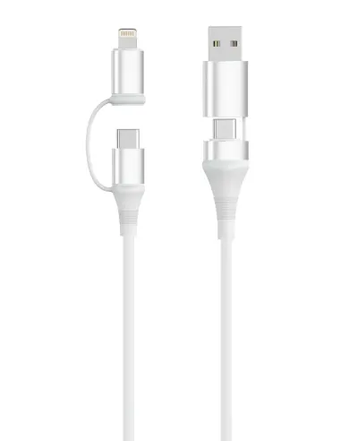 Ewent EC1075 cable USB USB 2.0 1 m USB A USB C USB C Lightning 0,48 Gbit s 60 W Blanco