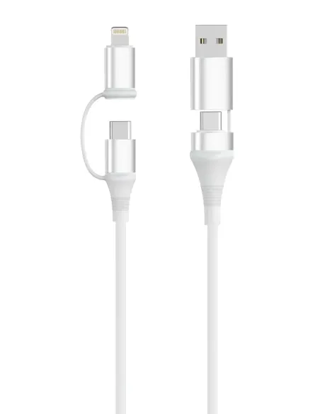 Ewent EC1075 cable USB USB 2.0 1 m USB A USB C USB C Lightning 0,48 Gbit s 60 W Blanco