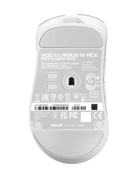 ASUS ROG Gladius IV Ace WHT ratón Juego Mano derecha RF Wireless + Bluetooth + USB Type-A Óptico 65000 DPI