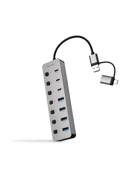 Nanocable HUB USB-C+USB-A M a 4xUSB-A + 3xUSB-C 3.0 + USB-C 5V