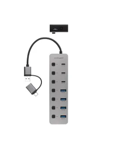 Nanocable HUB USB-C+USB-A M a 4xUSB-A + 3xUSB-C 3.0 + USB-C 5V 2