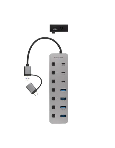 Nanocable HUB USB-C+USB-A M a 4xUSB-A + 3xUSB-C 3.0 + USB-C 5V