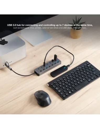 Nanocable HUB USB-C+USB-A M a 4xUSB-A + 3xUSB-C 3.0 + USB-C 5V