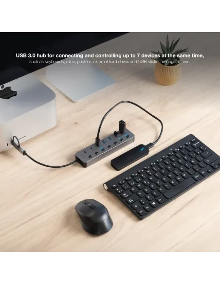Nanocable HUB USB-C+USB-A M a 4xUSB-A + 3xUSB-C 3.0 + USB-C 5V