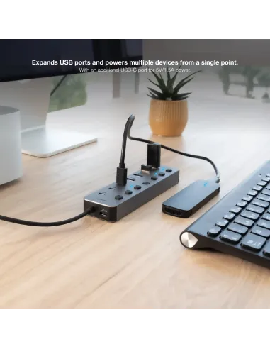 Nanocable HUB USB-C+USB-A M a 4xUSB-A + 3xUSB-C 3.0 + USB-C 5V