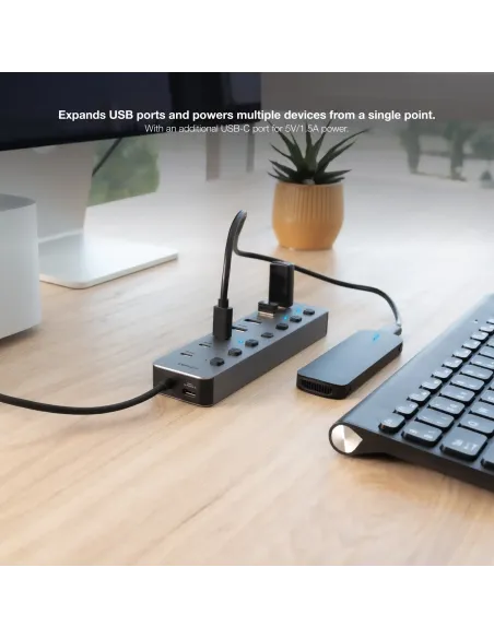 Nanocable HUB USB-C+USB-A M a 4xUSB-A + 3xUSB-C 3.0 + USB-C 5V