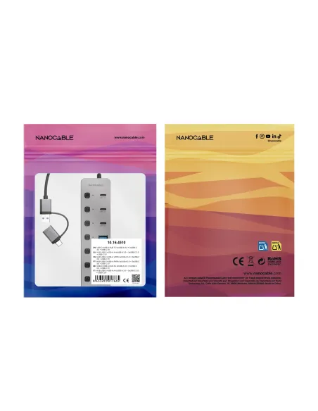 Nanocable HUB USB-C+USB-A M a 4xUSB-A + 3xUSB-C 3.0 + USB-C 5V