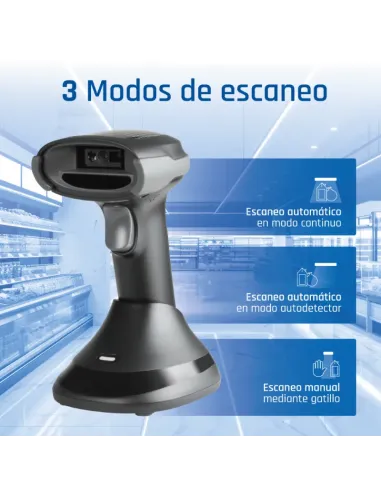 iggual Lector código barras 2D Bluetooth 2.4G base