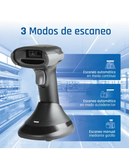 iggual Lector código barras 2D Bluetooth 2.4G base
