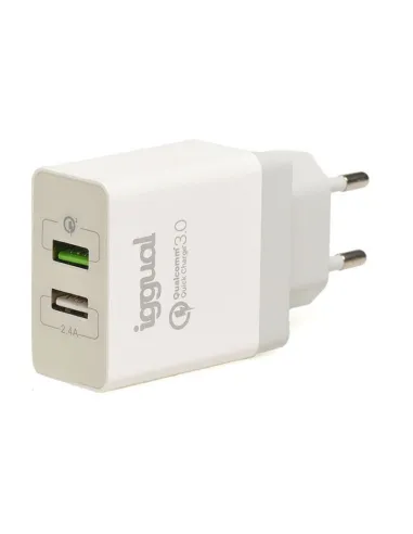 iggual Cargador 2xUSB carga rápida QC3.0 30W