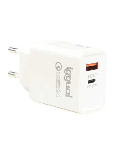 iggual Cargador doble USB QC3.0 + tipo C PD 20W