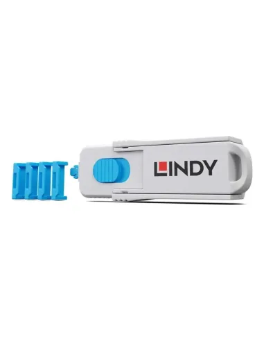 Lindy 40320 bloqueador de puerto Bloqueador de puerto + clave HDMI Azul, Gris Acrilonitrilo butadieno estireno (ABS) 1 pieza(s)