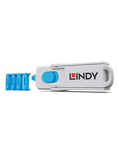 Lindy 40320 bloqueador de puerto Bloqueador de puerto + clave HDMI Azul, Gris Acrilonitrilo butadieno estireno (ABS) 1 pieza(s)