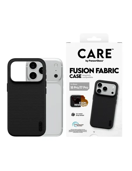 PanzerGlass CARE™ by ® Fusion Fabric Case Black w. MagSafe iPhone 18 Pro | 17 Pro funda para teléfono móvil 16 cm (6.3") Negro