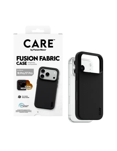 PanzerGlass CARE™ by ® Fusion Fabric Case Black w. MagSafe iPhone 18 Pro | 17 Pro funda para teléfono móvil 16 cm (6.3") Negro