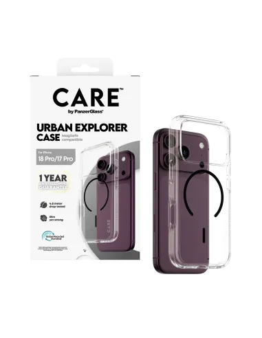 PanzerGlass CARE™ by ® Urban Explorer Case Transparent w. Black MagSafe iPhone 18 Pro | 17 Pro funda para teléfono móvil