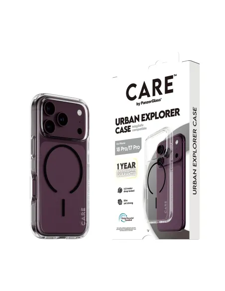 PanzerGlass CARE™ by ® Urban Explorer Case Transparent w. Black MagSafe iPhone 18 Pro | 17 Pro funda para teléfono móvil