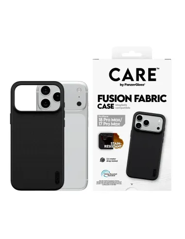 PanzerGlass CARE™ by ® Fusion Fabric Case Black w. MagSafe iPhone 18 Pro Max | 17 Pro Max funda para teléfono móvil 17 cm