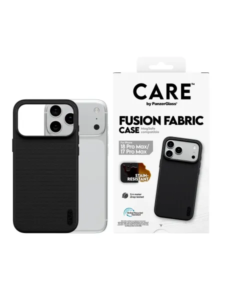 PanzerGlass CARE™ by ® Fusion Fabric Case Black w. MagSafe iPhone 18 Pro Max | 17 Pro Max funda para teléfono móvil 17 cm