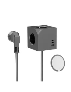 CoolBox CUBIK MAGNET 3 ENCHUFES CUBO MAGNETICO CON CARGA USB Y CABLE AC INTEGRADO