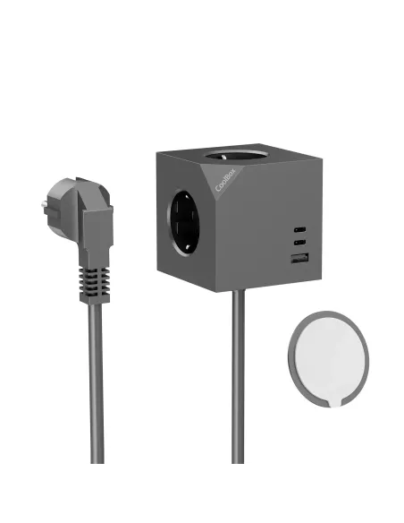 CoolBox CUBIK MAGNET 3 ENCHUFES CUBO MAGNETICO CON CARGA USB Y CABLE AC INTEGRADO
