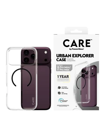 PanzerGlass CARE™ by ® Urban Explorer Case Transparent w. Black MagSafe iPhone 18 Pro Max | 17 Pro Max funda para teléfono