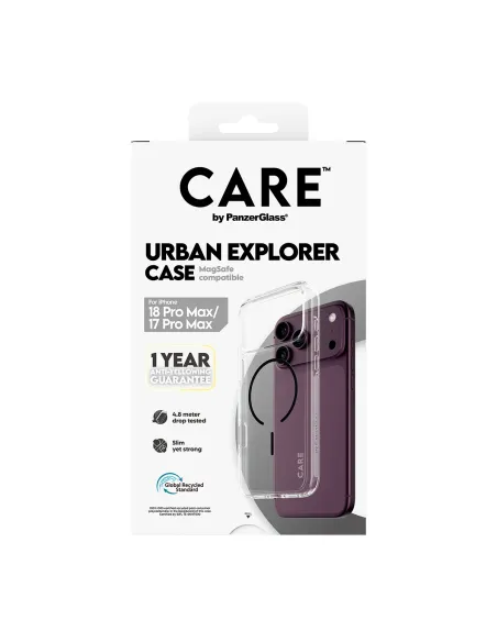 PanzerGlass CARE™ by ® Urban Explorer Case Transparent w. Black MagSafe iPhone 18 Pro Max | 17 Pro Max funda para teléfono