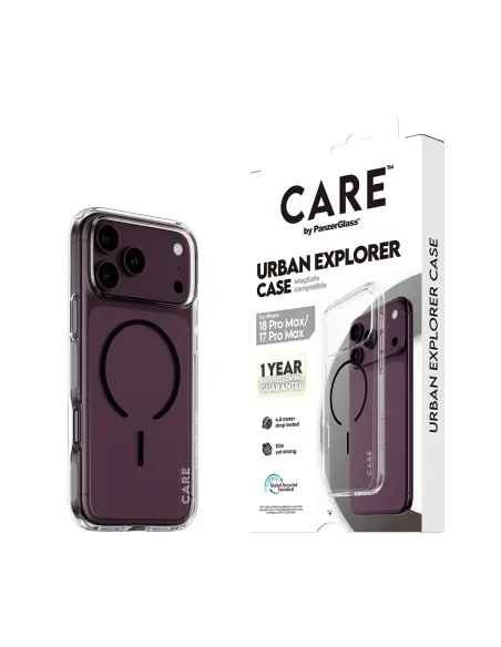 PanzerGlass CARE™ by ® Urban Explorer Case Transparent w. Black MagSafe iPhone 18 Pro Max | 17 Pro Max funda para teléfono