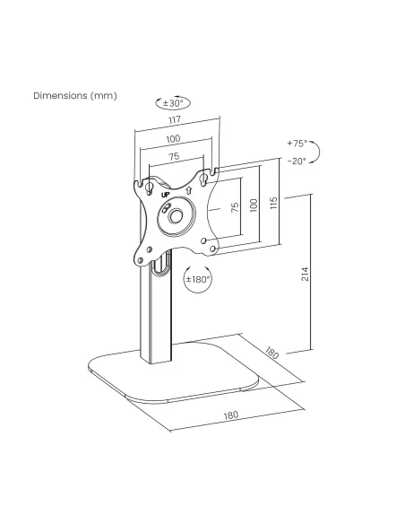 AISENS Soporte de Mesa Eco Giratorio e Inclinable Para Monitor POS 2.5kg de 10"-24", Negro