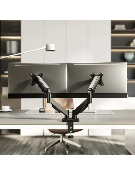AISENS Soporte de Mesa Eco Contrapeso Giratorio e Inclinable para Monitor TV 9KG (3 Pivotes, 2 Brazos) de 17"-32", Negro