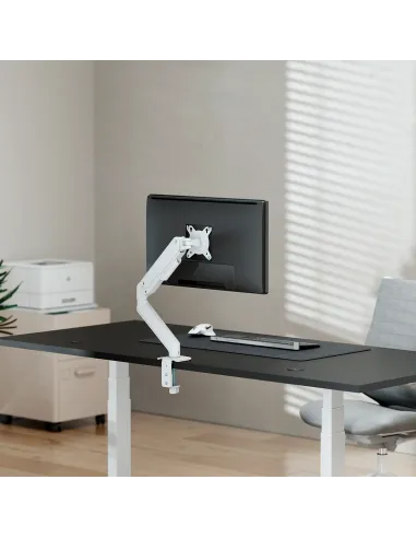 AISENS Soporte de Mesa Eco Contrapeso Giratorio e Inclinable para Monitor TV 9kg (3 PIVOTES, 1 BRAZO) de 17-32, Blanco