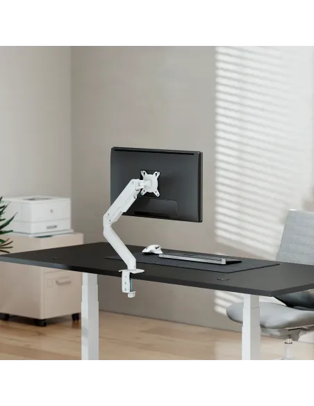 AISENS Soporte de Mesa Eco Contrapeso Giratorio e Inclinable para Monitor TV 9kg (3 PIVOTES, 1 BRAZO) de 17-32, Blanco