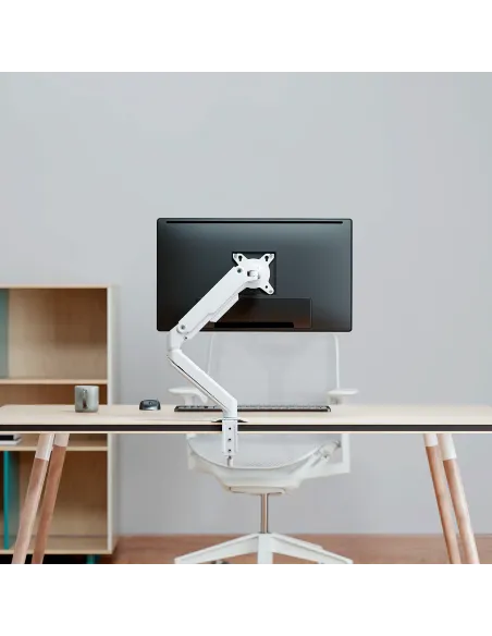 AISENS Soporte de Mesa Eco Contrapeso Giratorio e Inclinable para Monitor TV 9kg (3 PIVOTES, 1 BRAZO) de 17-32, Blanco