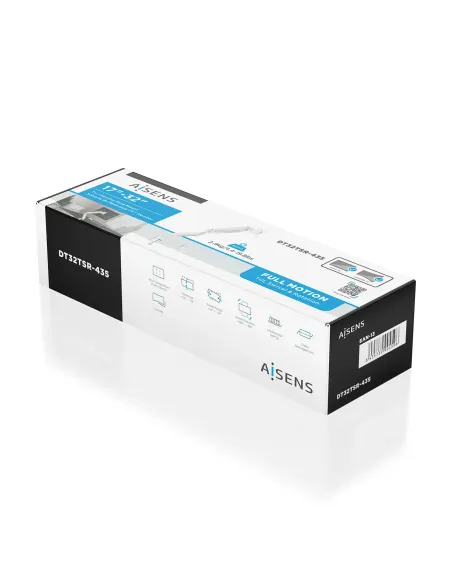 AISENS Soporte de Mesa Eco Contrapeso Giratorio e Inclinable para Monitor TV 9kg (3 PIVOTES, 1 BRAZO) de 17-32, Blanco