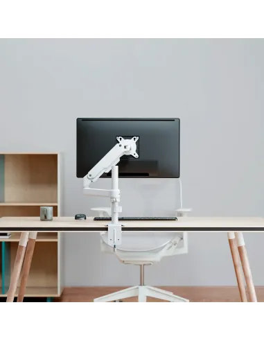 AISENS Soporte de Mesa Eco Contrapeso Giratorio e Inclinable para Monitor TV 9kg (3 PIVOTES, 1 BRAZO) de 17-32, Blanco