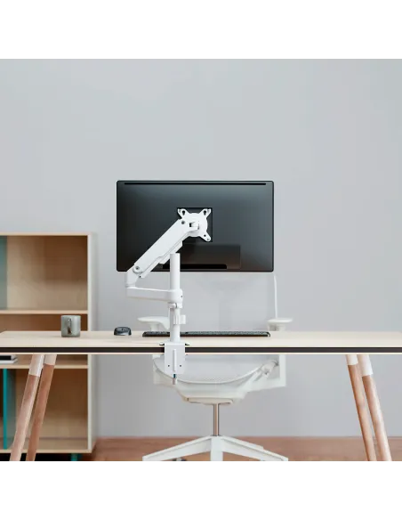 AISENS Soporte de Mesa Eco Contrapeso Giratorio e Inclinable para Monitor TV 9kg (3 PIVOTES, 1 BRAZO) de 17-32, Blanco