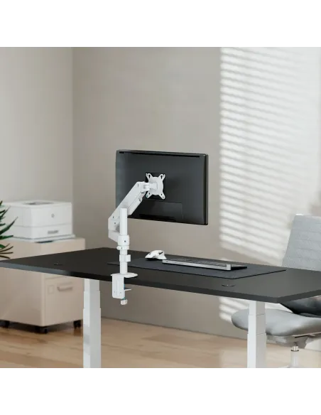 AISENS Soporte de Mesa Eco Contrapeso Giratorio e Inclinable para Monitor TV 9kg (3 PIVOTES, 1 BRAZO) de 17-32, Blanco