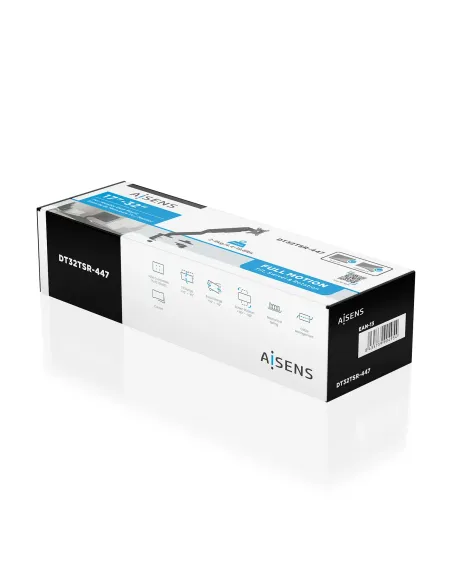 AISENS Soporte de Mesa Eco Contrapeso Giratorio e Inclinable para Monitor TV 9kg (3 Pivotes, 1 Brazo) de 17-32, Negro