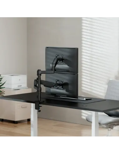 AISENS Soporte de Mesa Eco Contrapeso Giratorio e Inclinable Para Monitor TV 9kg (3 Pivotes, 2 Brazos) de 17-32", Negro