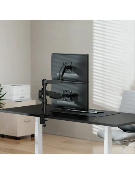 AISENS Soporte de Mesa Eco Contrapeso Giratorio e Inclinable Para Monitor TV 9kg (3 Pivotes, 2 Brazos) de 17-32", Negro