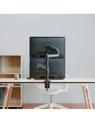 AISENS Soporte de Mesa Eco Contrapeso Giratorio e Inclinable Para Monitor TV 9kg (3 Pivotes, 2 Brazos) de 17-32", Negro