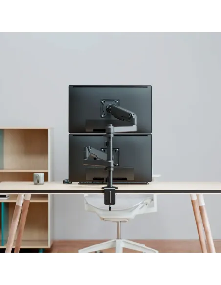 AISENS Soporte de Mesa Eco Contrapeso Giratorio e Inclinable Para Monitor TV 9kg (3 Pivotes, 2 Brazos) de 17-32", Negro