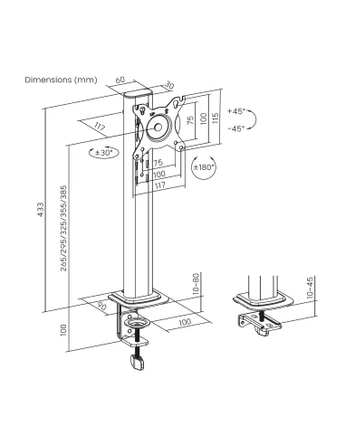 AISENS Soporte de Mesa Eco Giratorio e Inclinable para Monitor TV 12kg de 17-34, Negro