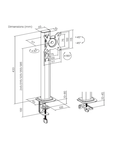 AISENS Soporte de Mesa Eco Giratorio e Inclinable para Monitor TV 12kg de 17-34, Negro