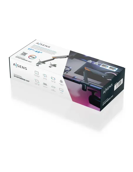 AISENS DT49TSRRGB-347 soporte para monitor 124,5 cm (49") Escritorio Negro, Gris